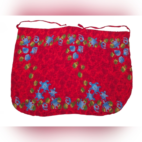 Shirin Women's Red/Blue Hawaiian Turtle Fish Tropical Muumuu Dress + Tote Set - Picture 3 of 16